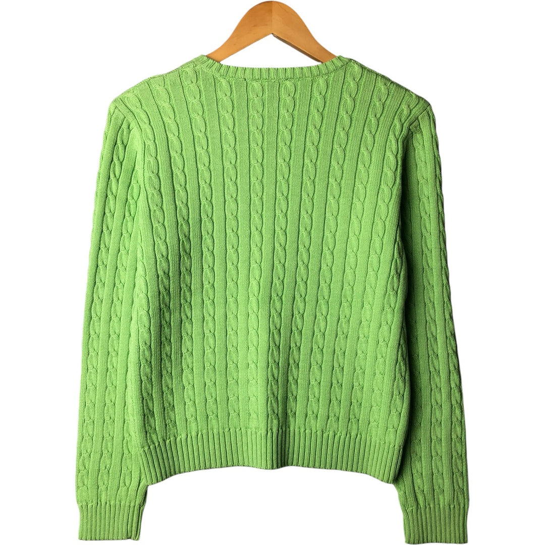 Ralph Lauren RALPH LAUREN cable knit cotton sweater, women's size M cotton green type yellow green Vintage Second Hand