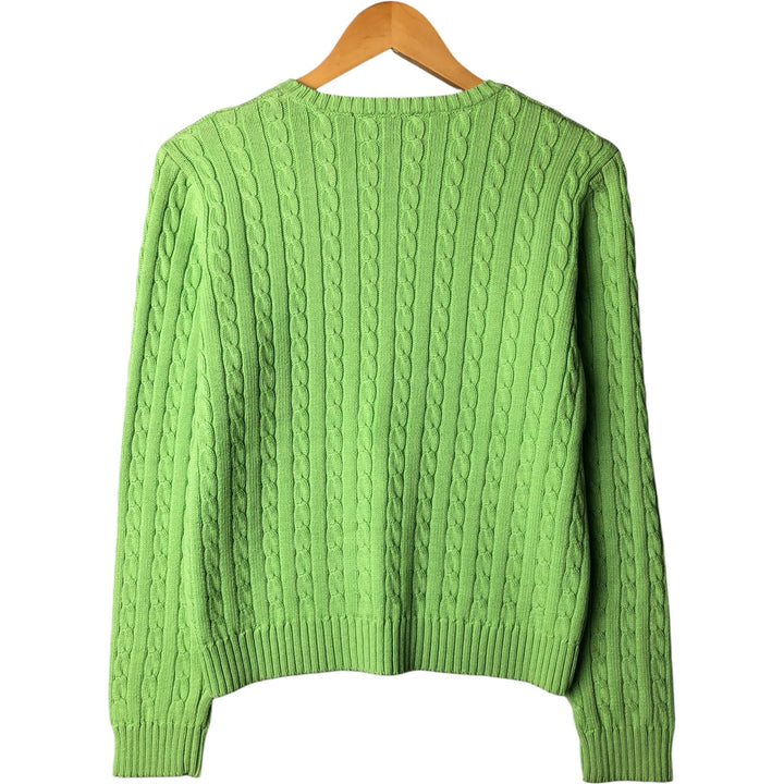 Ralph Lauren RALPH LAUREN cable knit cotton sweater, women's size M cotton green type yellow green Vintage Second Hand