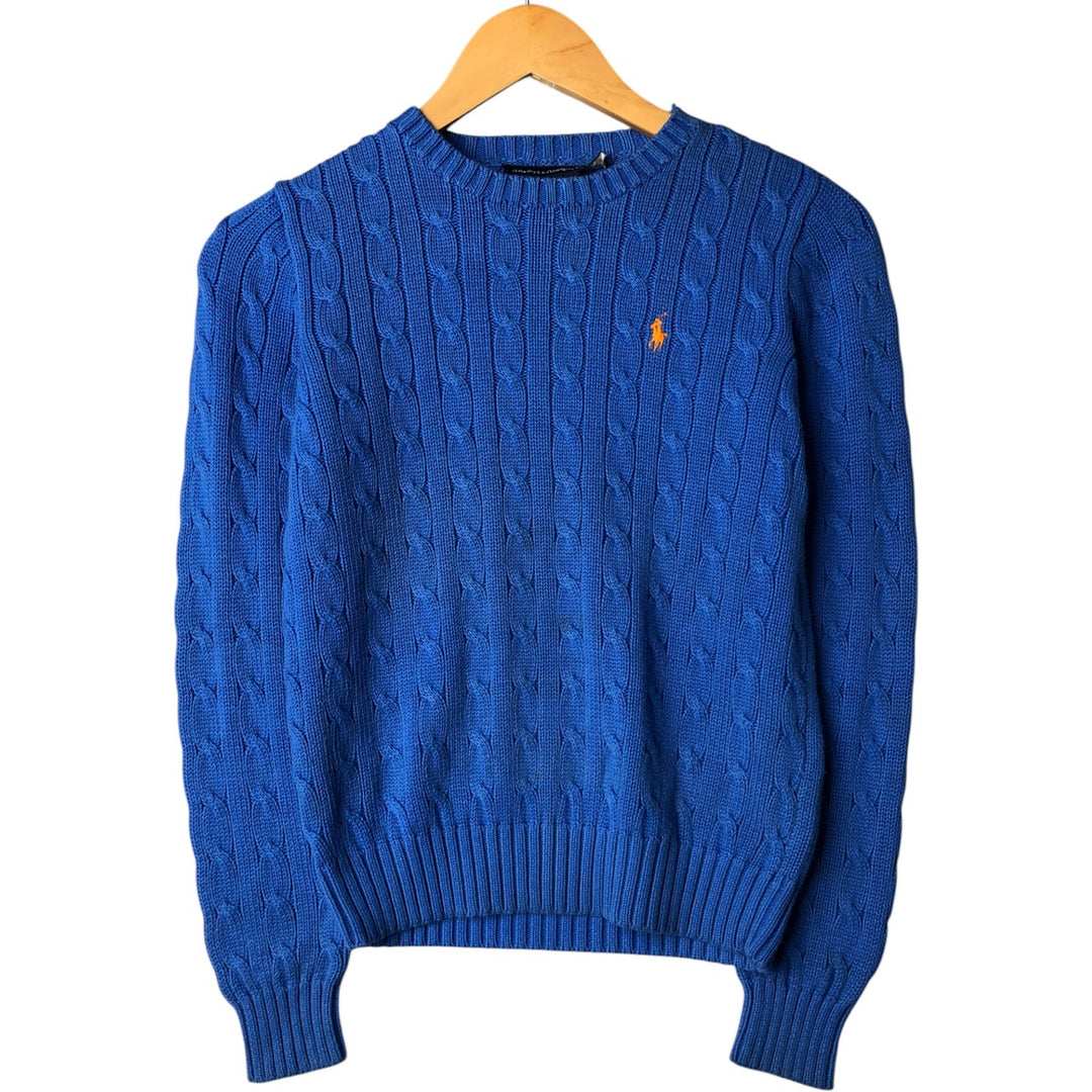 Ralph Lauren RALPH LAUREN SPORT Cable Knit Cotton Knit Sweater Women's M cotton blue type Vintage Second Hand
