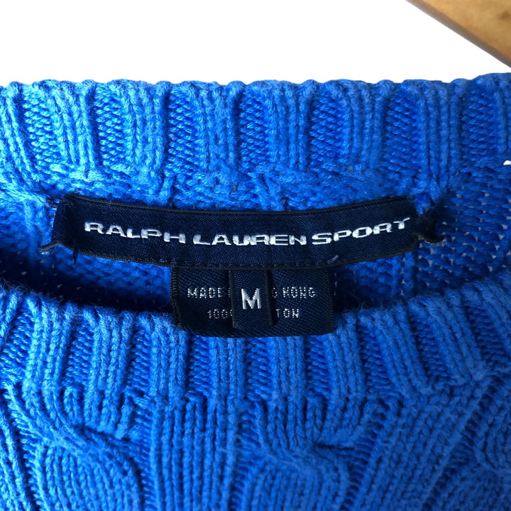 Ralph Lauren RALPH LAUREN SPORT Cable Knit Cotton Knit Sweater Women's M cotton blue type Vintage Second Hand