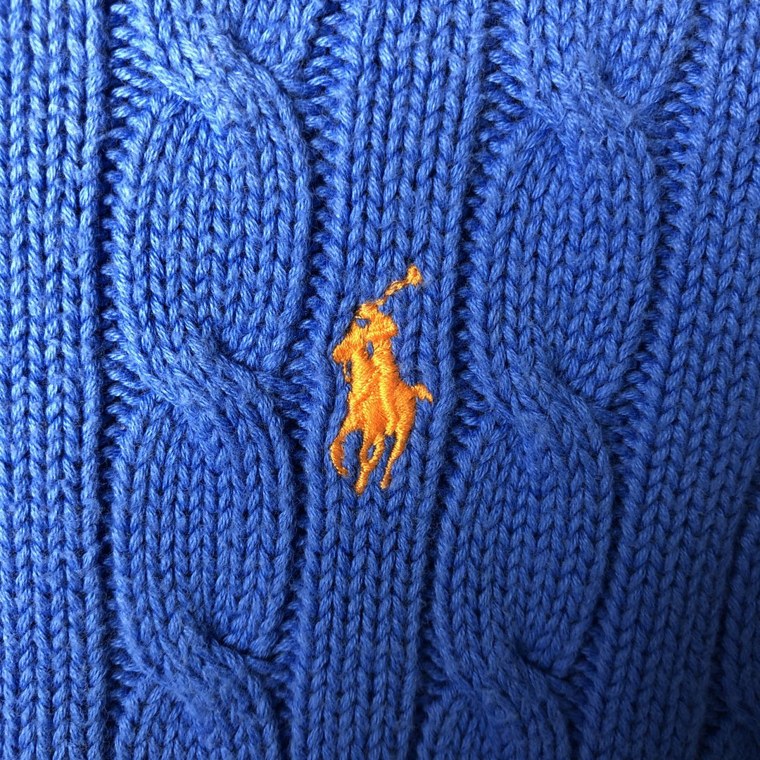 Ralph Lauren RALPH LAUREN SPORT Cable Knit Cotton Knit Sweater Women's M cotton blue type Vintage Second Hand