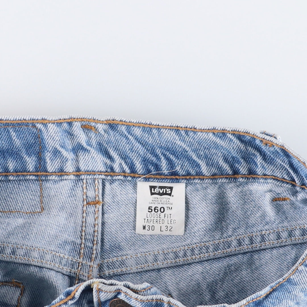 90'S Levi's 560-4834 Loose Fit Tapered Leg Denim Pants, Made in USA, Men's, Size W29, Vintage cotton blue type Vintage Second Hand