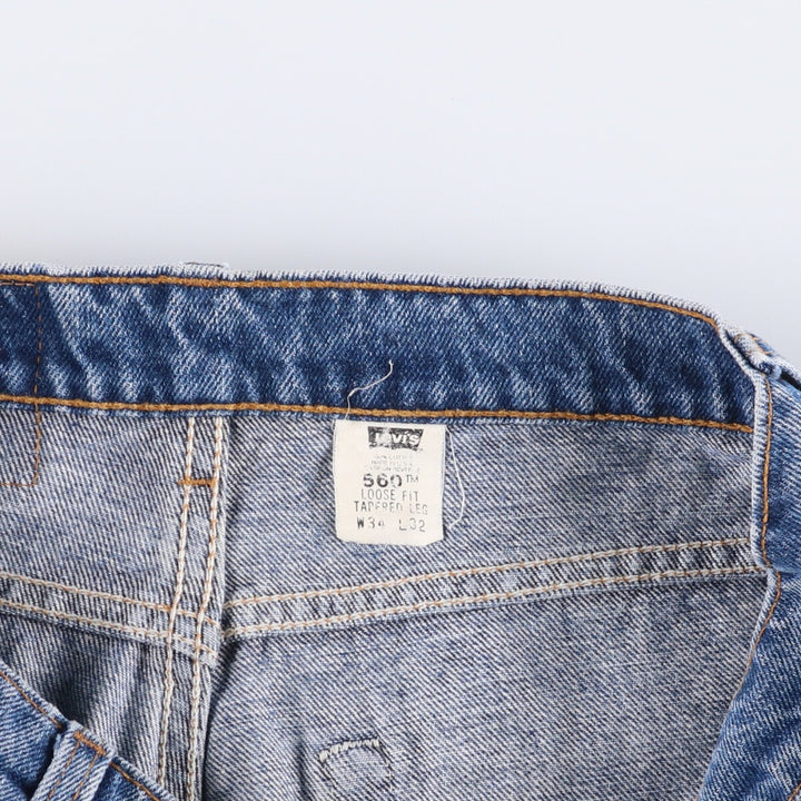 90'S Levi's 560-4891 Loose Fit Tapered Leg Denim Pants, Made in USA, Men's Size 34, Vintage cotton blue type Vintage Second Hand