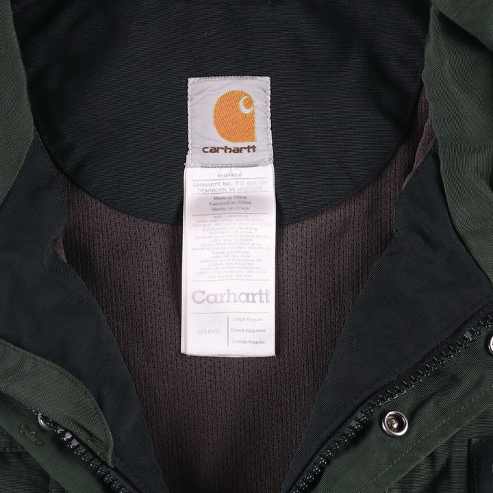 2000'S Carhartt Waterproof Breathable Nylon Jacket, Men's Size L Nylon dark green Vintage Second Hand