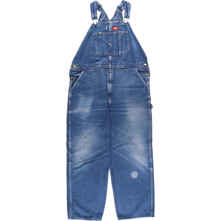 Dickies Men's Oversized Denim Overalls (Size W43) cotton blue type Vintage Second Hand