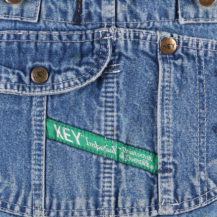 90'S Key Men's Vintage Denim Overalls, Size W37 cotton blue type Vintage Second Hand