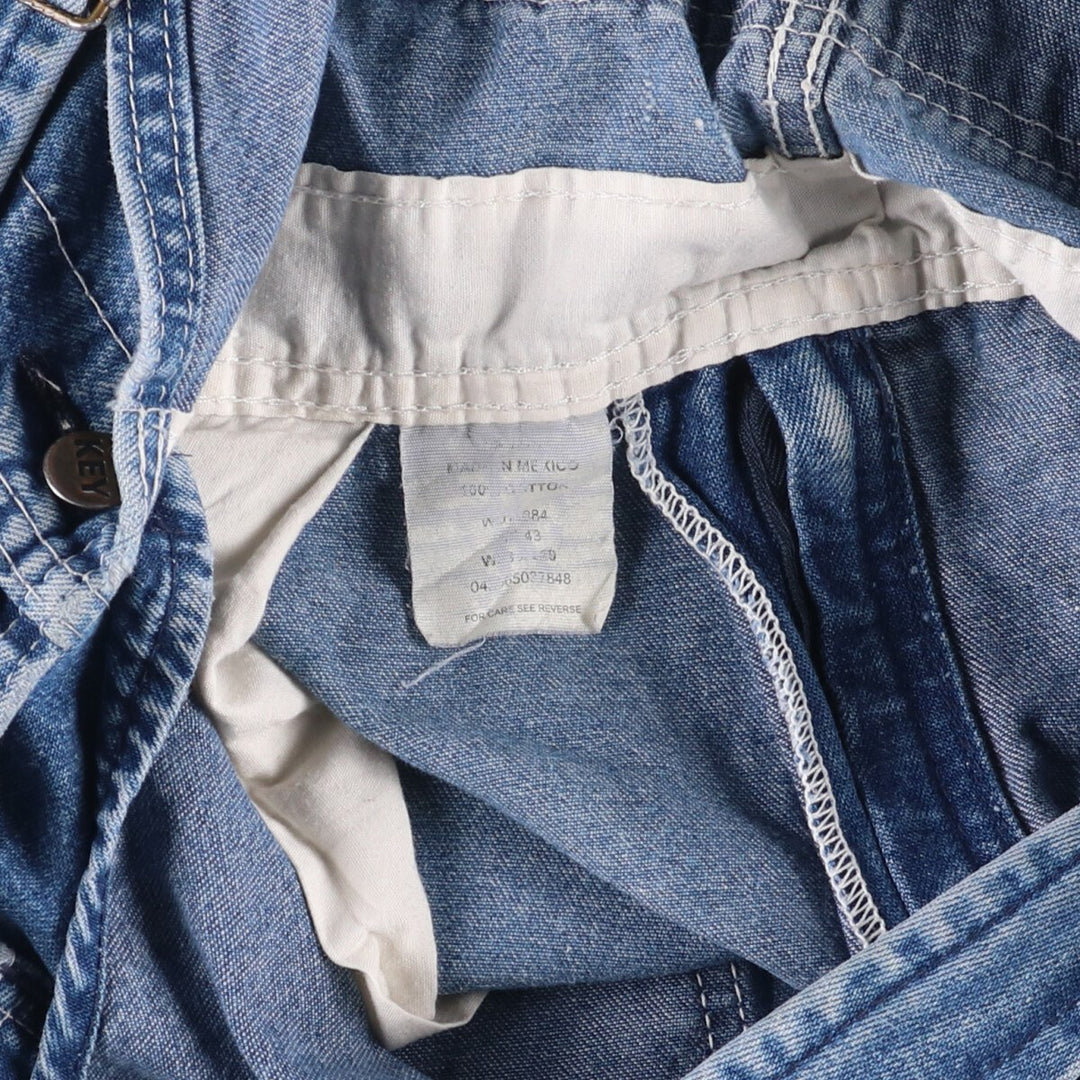 90'S Key Men's Vintage Denim Overalls, Size W37 cotton blue type Vintage Second Hand