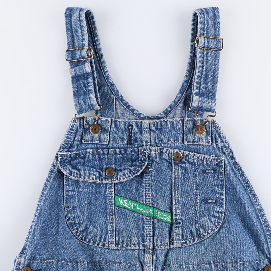 90'S Key Men's Vintage Denim Overalls, Size W37 cotton blue type Vintage Second Hand