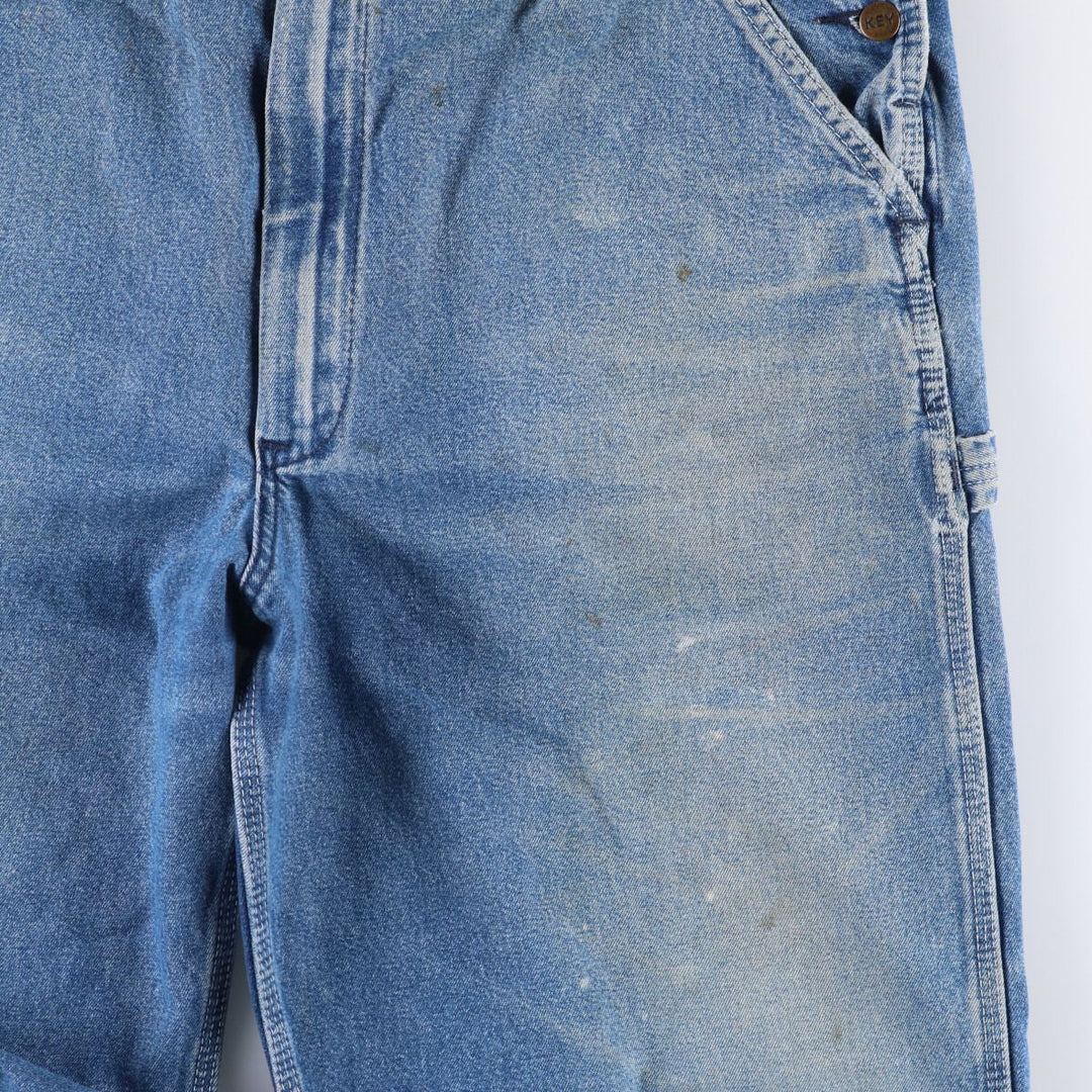 90'S Key Men's Vintage Denim Overalls, Size W37 cotton blue type Vintage Second Hand
