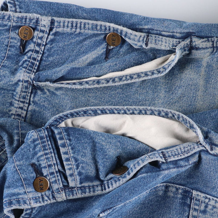 90'S Key Men's Vintage Denim Overalls, Size W37 cotton blue type Vintage Second Hand
