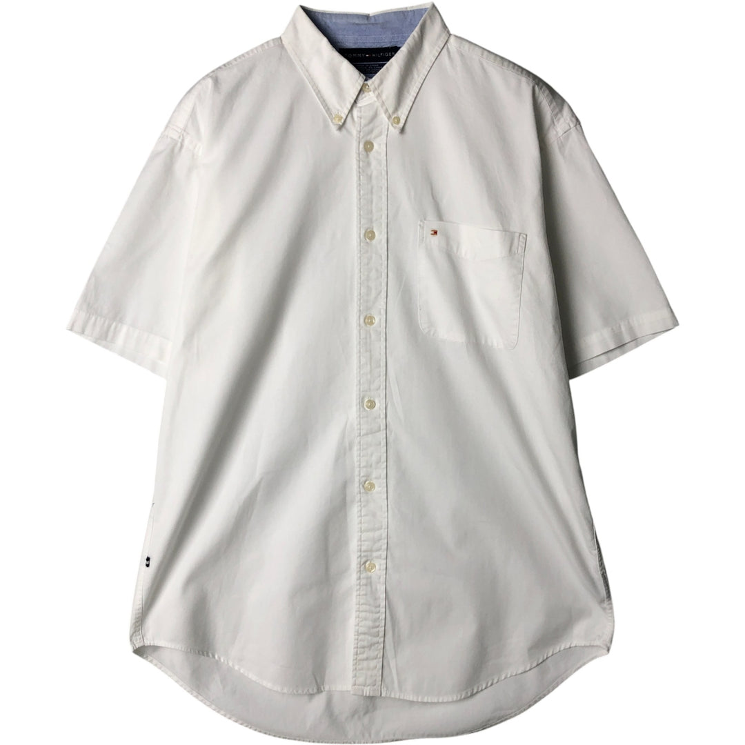 Tommy Hilfiger short-sleeved button-down shirt, men's size L cotton white type Vintage Second Hand
