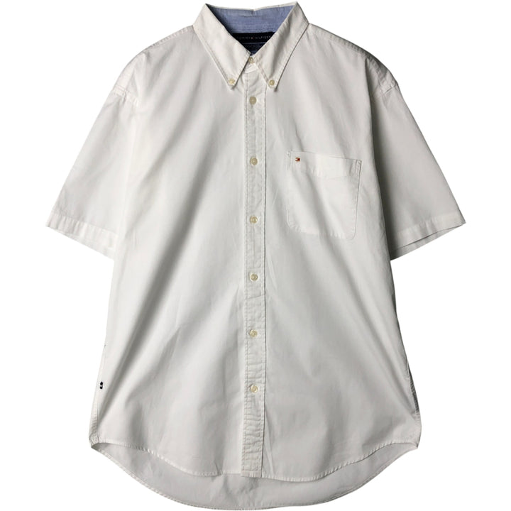 Tommy Hilfiger short-sleeved button-down shirt, men's size L cotton white type Vintage Second Hand