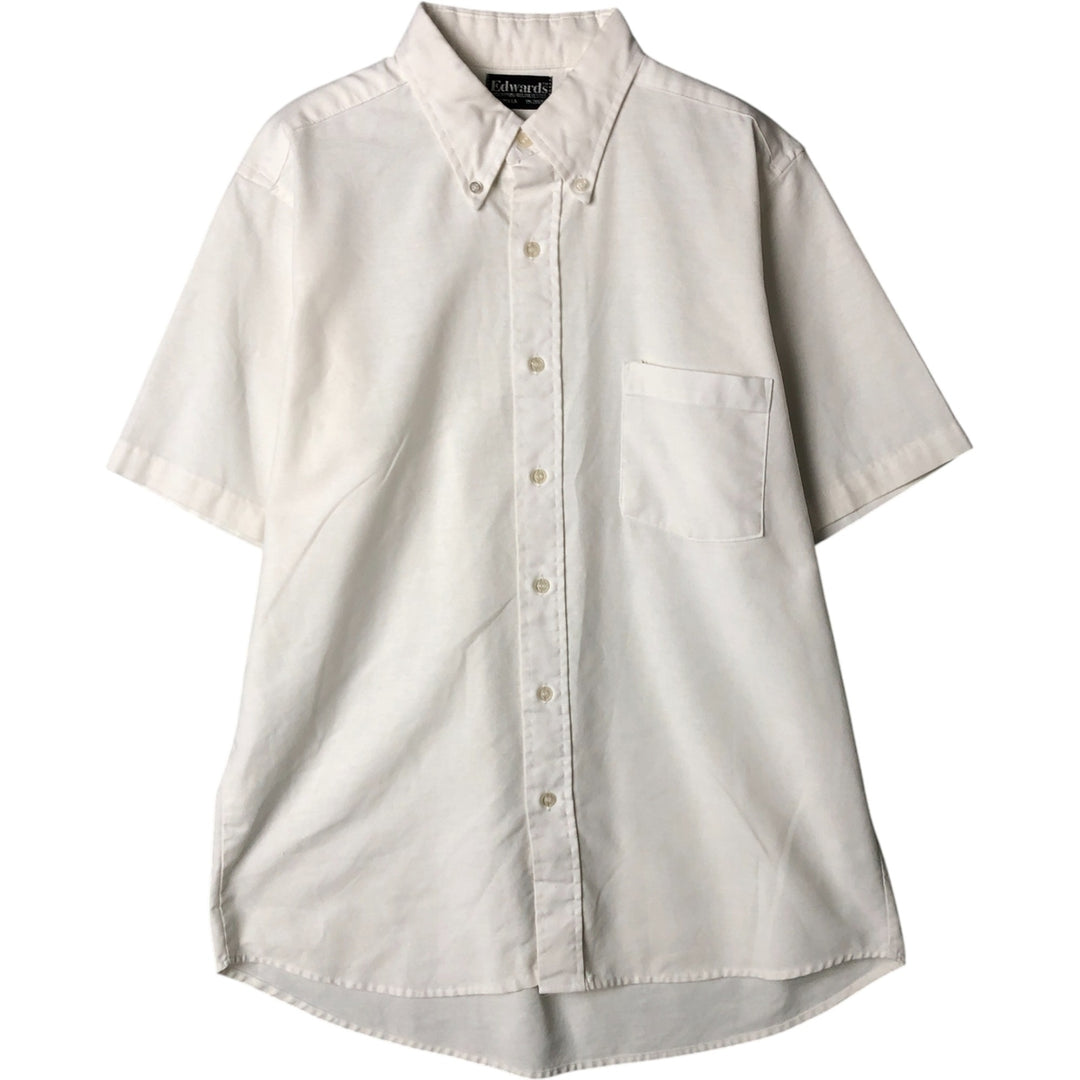 Edwards Short Sleeve Button-Down Shirt, Made in USA, Men's Size L cotton white type Vintage Second Hand
