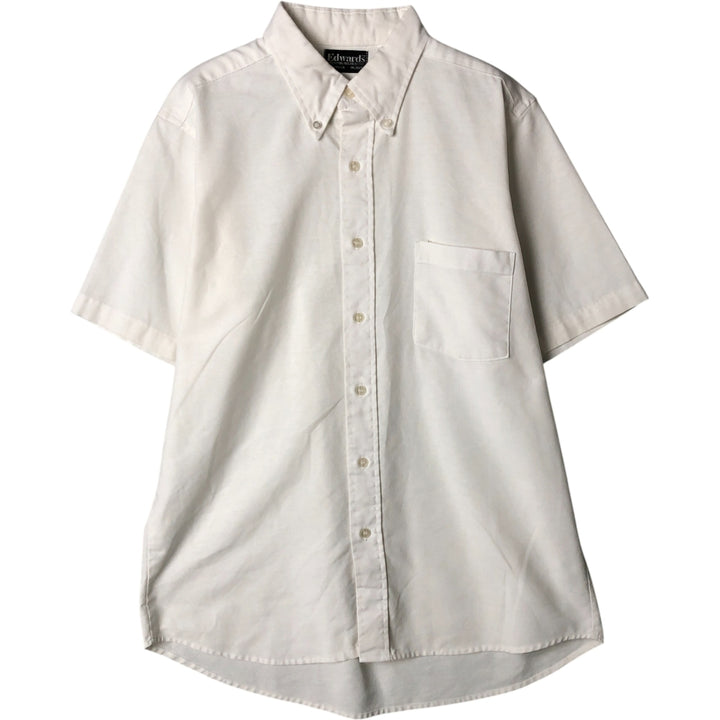 Edwards Short Sleeve Button-Down Shirt, Made in USA, Men's Size L cotton white type Vintage Second Hand