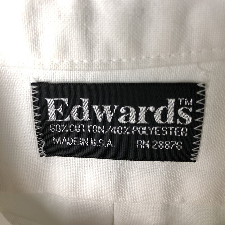 Edwards Short Sleeve Button-Down Shirt, Made in USA, Men's Size L cotton white type Vintage Second Hand