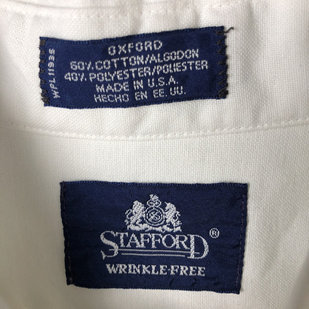 STAFFFORD Short Sleeve Button-Down Shirt, Made in USA, Men's Size XL cotton white type Vintage Second Hand