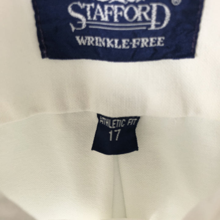 STAFFFORD Short Sleeve Button-Down Shirt, Made in USA, Men's Size XL cotton white type Vintage Second Hand