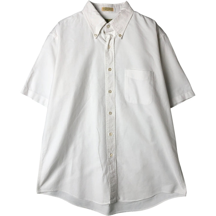 90'S LLBean Vintage Short Sleeve Button-Down Shirt, Made in USA, Men's Size L cotton white type Vintage Second Hand