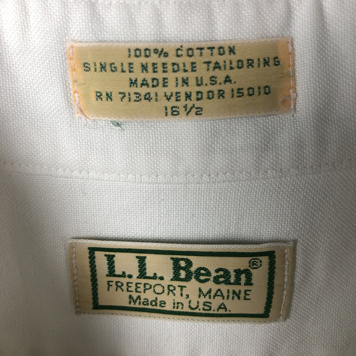 90'S LLBean Vintage Short Sleeve Button-Down Shirt, Made in USA, Men's Size L cotton white type Vintage Second Hand