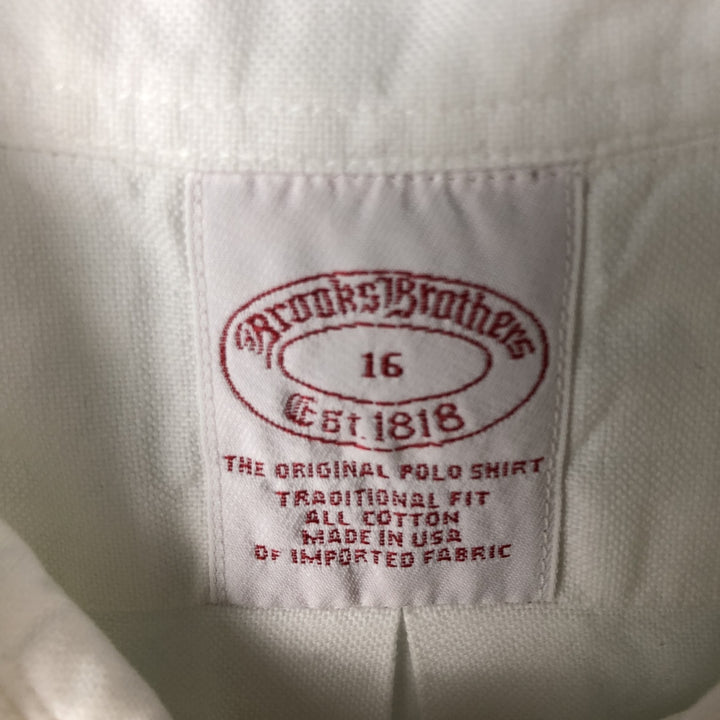 90'S Brooks Brothers Est. 1818 short-sleeved button-down shirt, Made in USA, Men's Size L, Vintage cotton white type Vintage Second Hand
