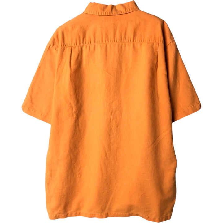 2000'S Columbia Wide Collar Short Sleeve Linen Box Shirt, Men's Size L Lamy orange type Vintage Second Hand