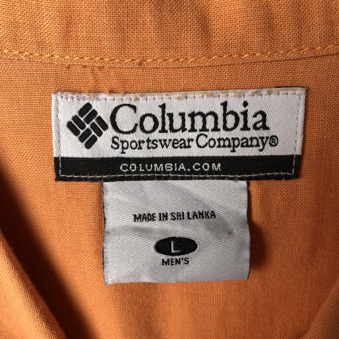 2000'S Columbia Wide Collar Short Sleeve Linen Box Shirt, Men's Size L Lamy orange type Vintage Second Hand