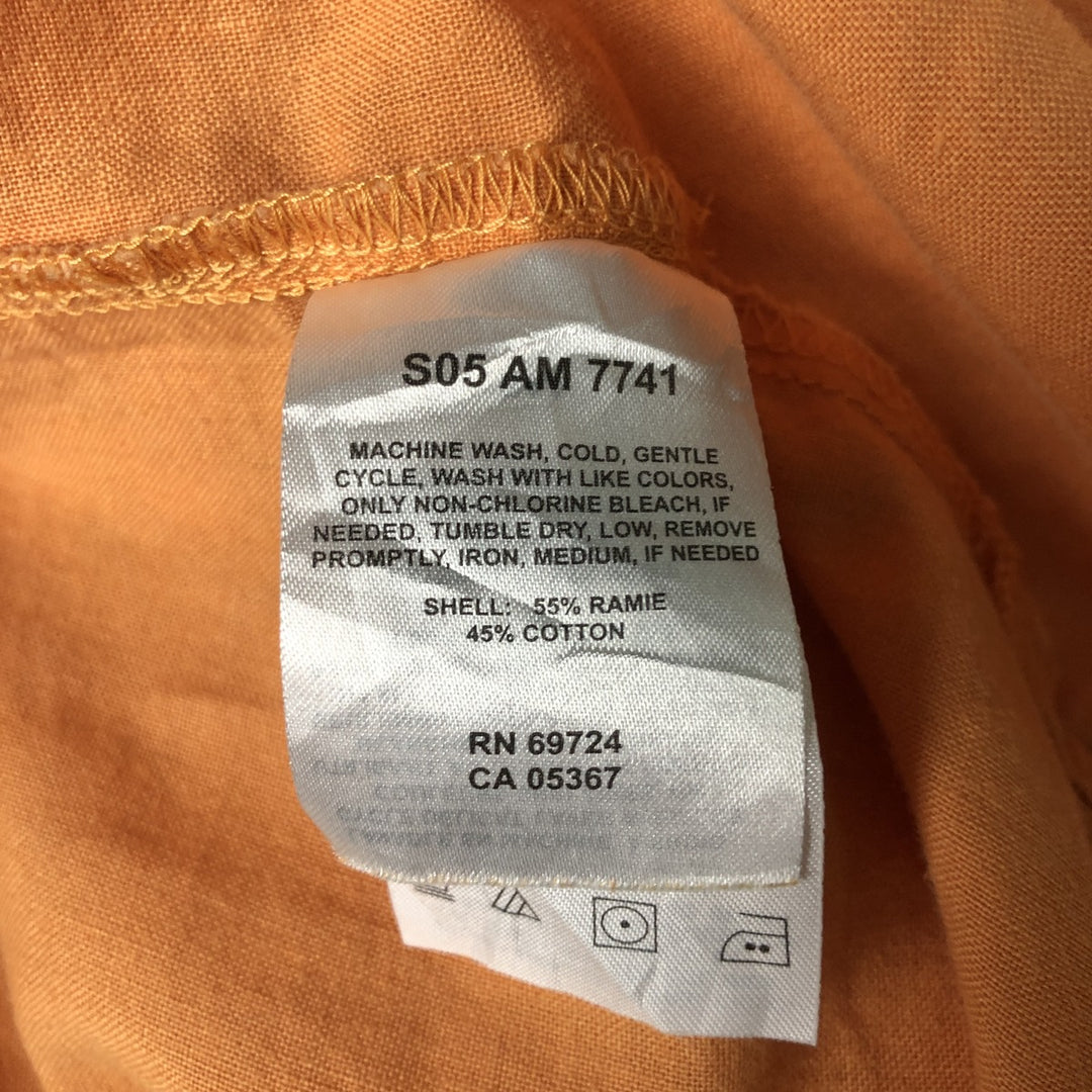2000'S Columbia Wide Collar Short Sleeve Linen Box Shirt, Men's Size L Lamy orange type Vintage Second Hand