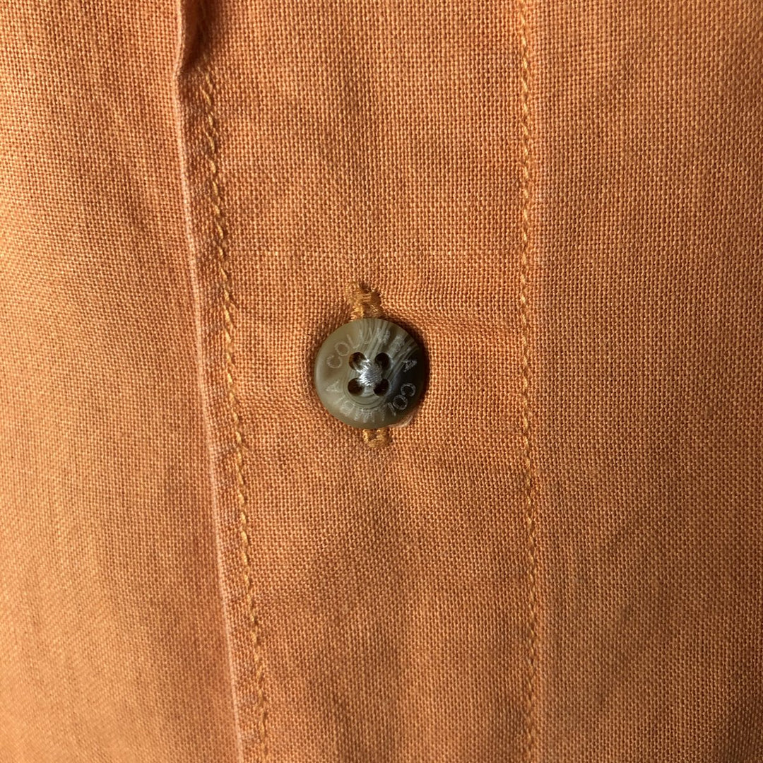 2000'S Columbia Wide Collar Short Sleeve Linen Box Shirt, Men's Size L Lamy orange type Vintage Second Hand