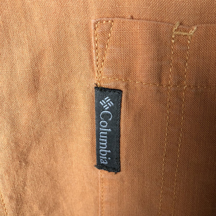 2000'S Columbia Wide Collar Short Sleeve Linen Box Shirt, Men's Size L Lamy orange type Vintage Second Hand