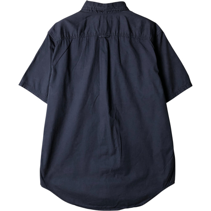 2000'S Eddie Bauer short-sleeved button-down shirt, men's size L cotton navy blue type Vintage Second Hand