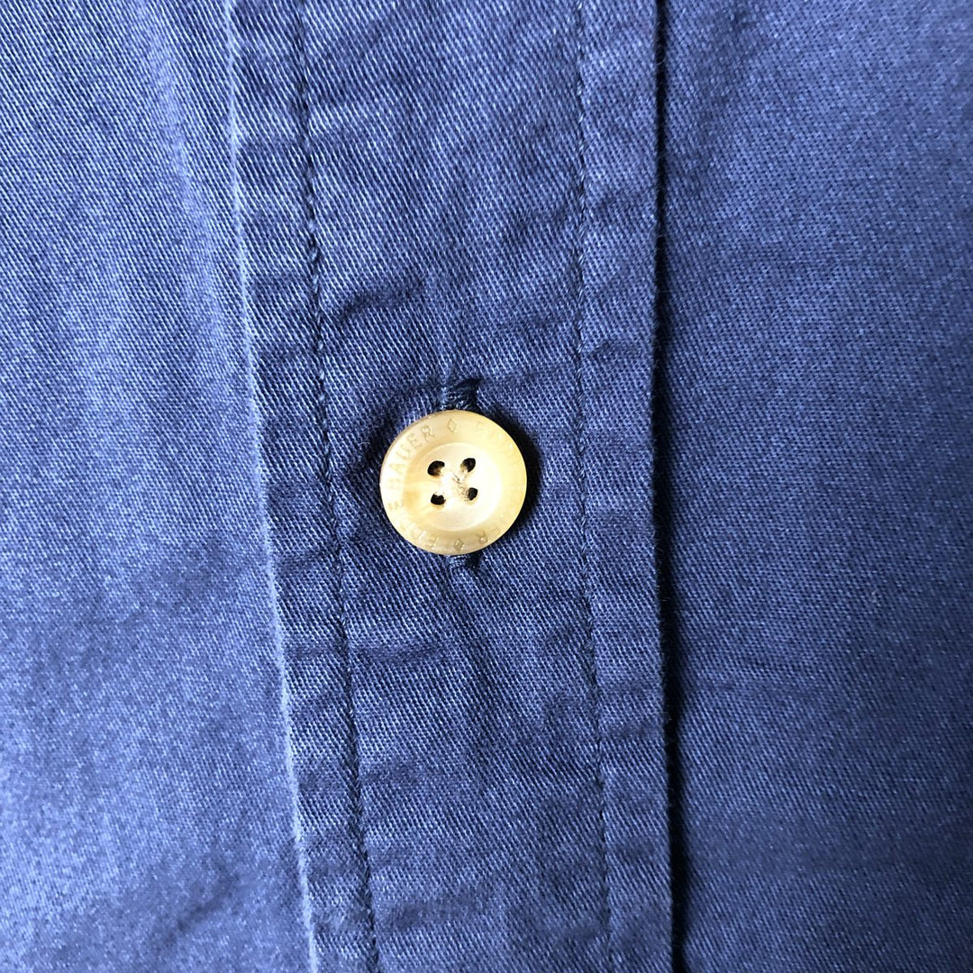 2000'S Eddie Bauer short-sleeved button-down shirt, men's size L cotton navy blue type Vintage Second Hand
