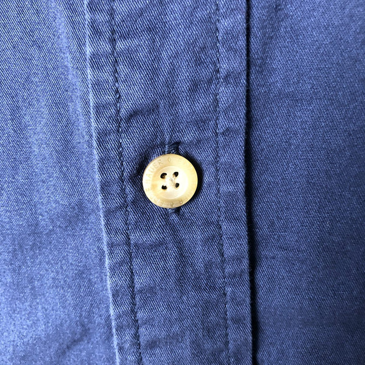 2000'S Eddie Bauer short-sleeved button-down shirt, men's size L cotton navy blue type Vintage Second Hand