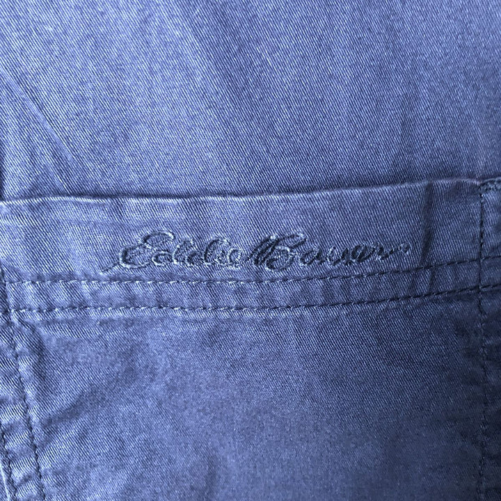 2000'S Eddie Bauer short-sleeved button-down shirt, men's size L cotton navy blue type Vintage Second Hand