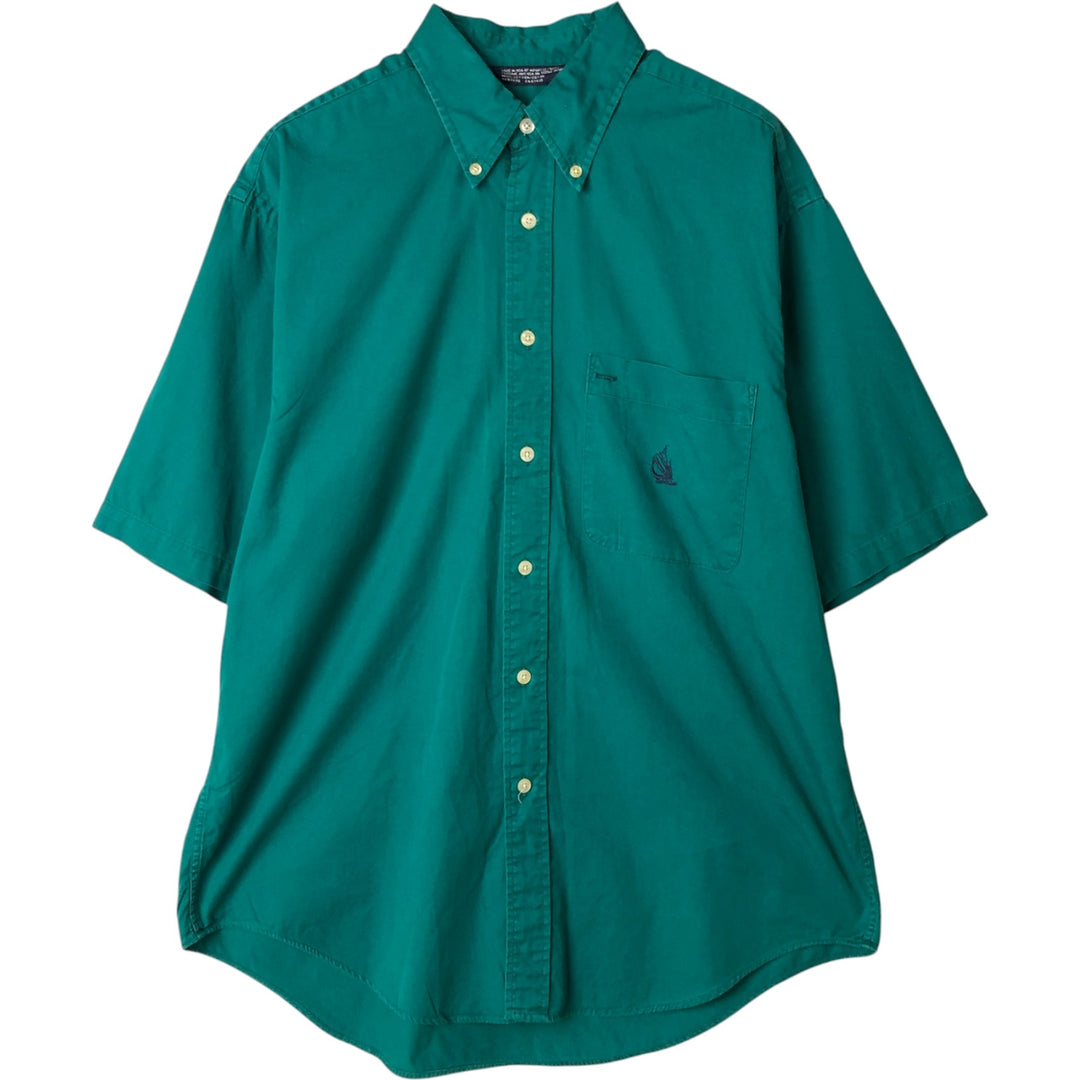 Vintage 90'S Nautica short-sleeved button-down shirt, made in the USA, size M, men's cotton green type Vintage Second Hand