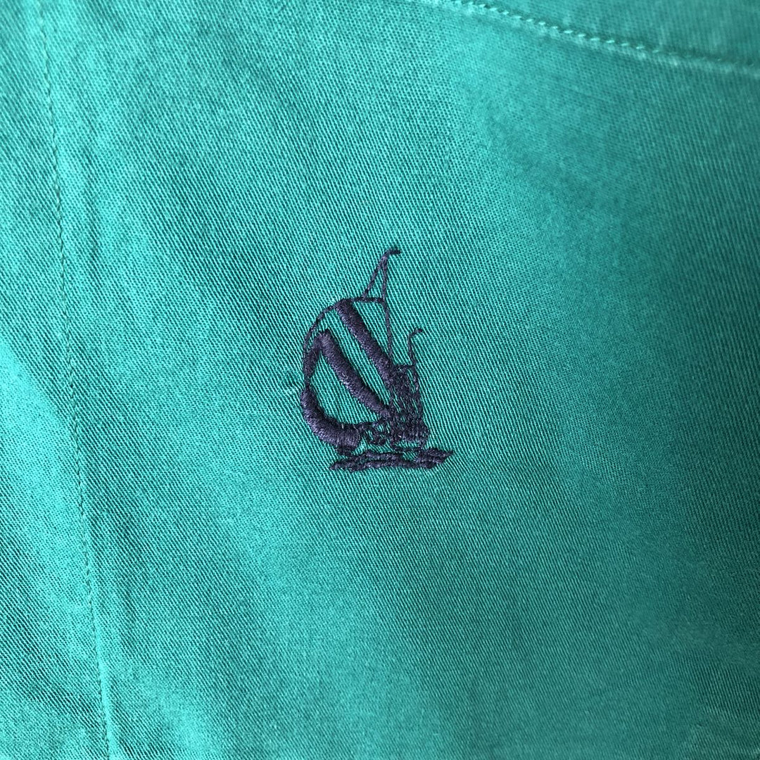 Vintage 90'S Nautica short-sleeved button-down shirt, made in the USA, size M, men's cotton green type Vintage Second Hand