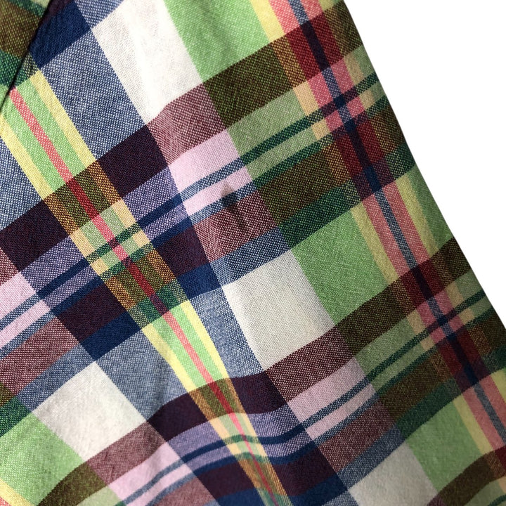 Ralph Lauren BLAIRE short sleeve button down check shirt, men's size L cotton green type yellow green Vintage Second Hand