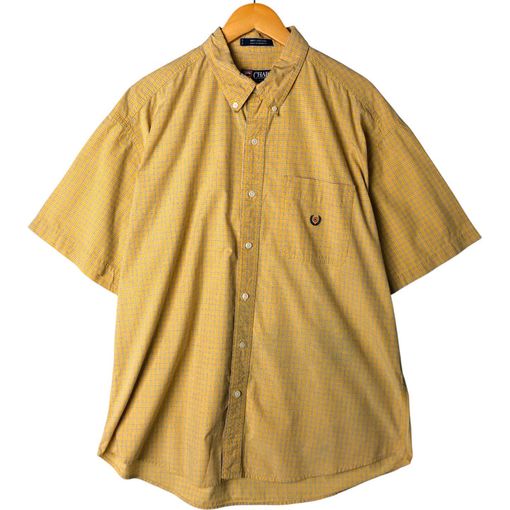 Ralph Lauren CHAPS short sleeve button down check shirt men's XL size cotton yellow type Vintage Second Hand