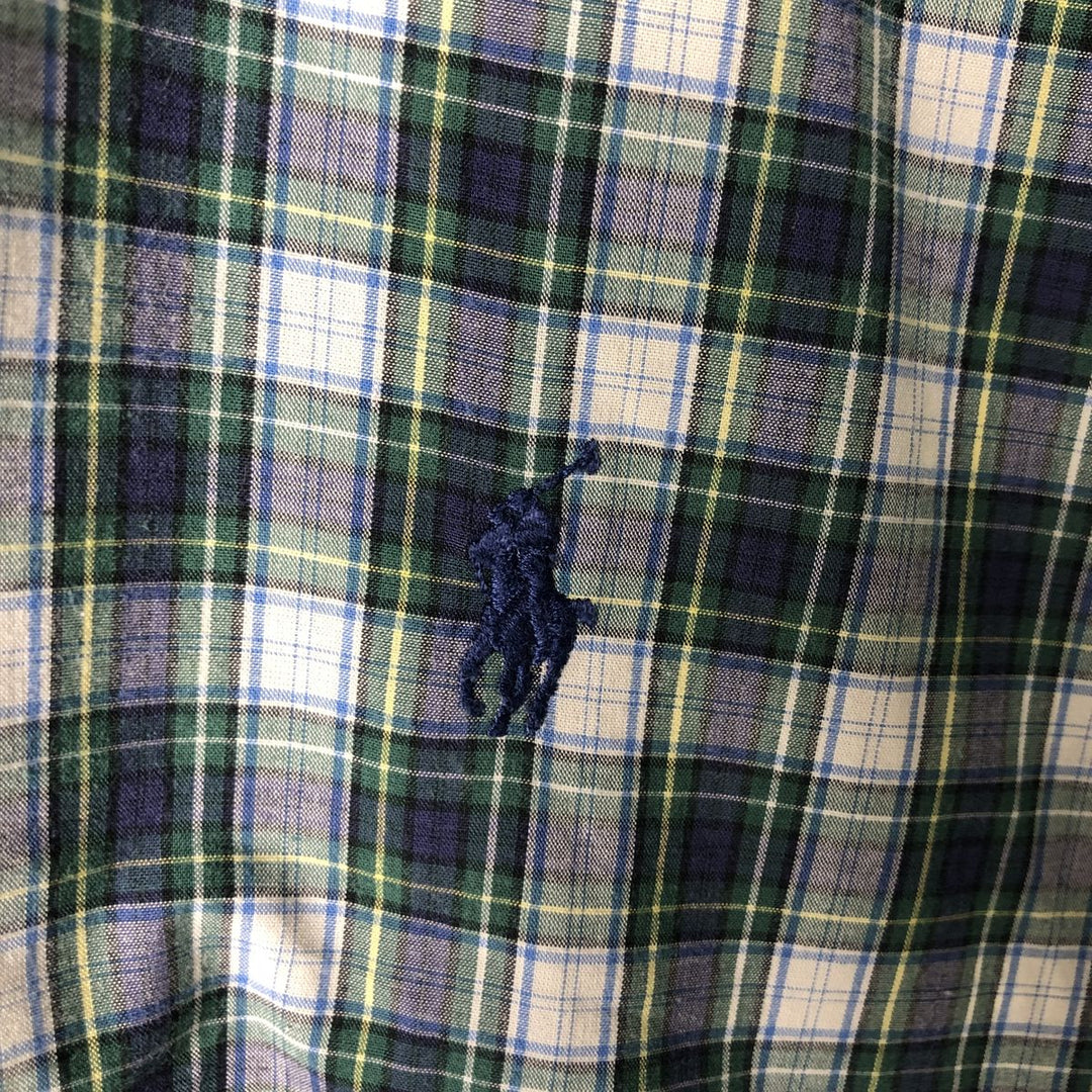 Ralph Lauren BLAKE short sleeve button down check shirt men's XL size cotton green type Vintage Second Hand