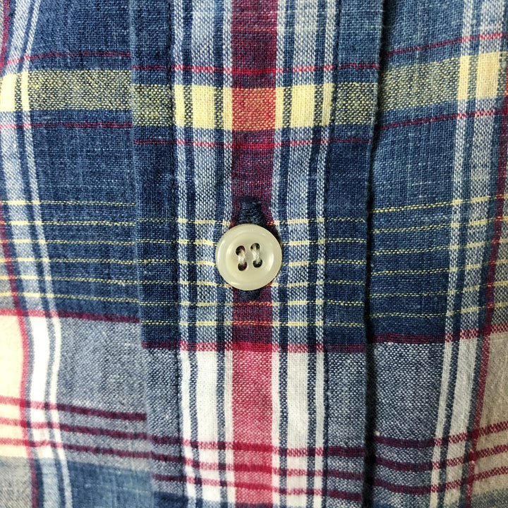 Ralph Lauren BLAKE short sleeve button down check shirt, men's size L cotton blue type Vintage Second Hand