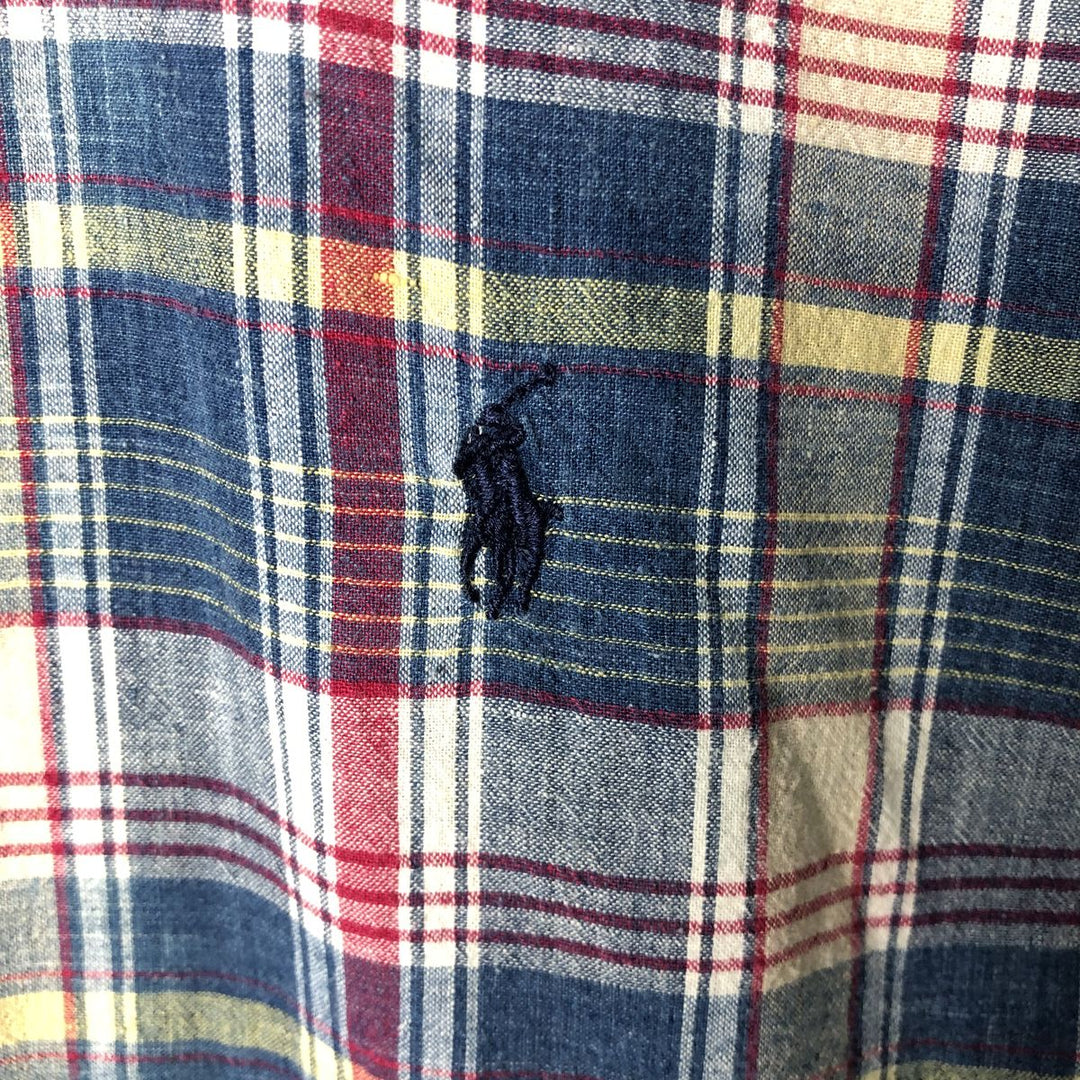 Ralph Lauren BLAKE short sleeve button down check shirt, men's size L cotton blue type Vintage Second Hand