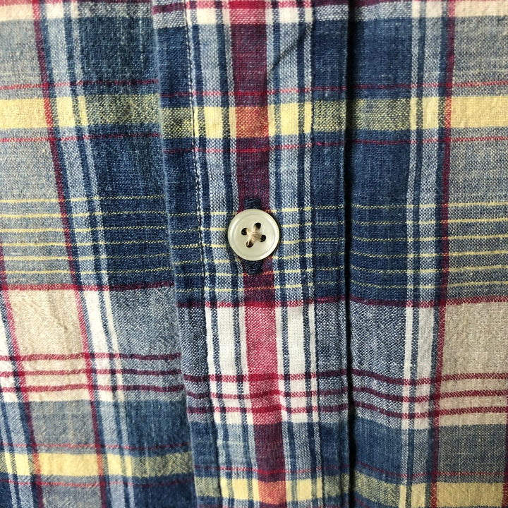 Ralph Lauren BLAKE short sleeve button down check shirt, men's size L cotton blue type Vintage Second Hand