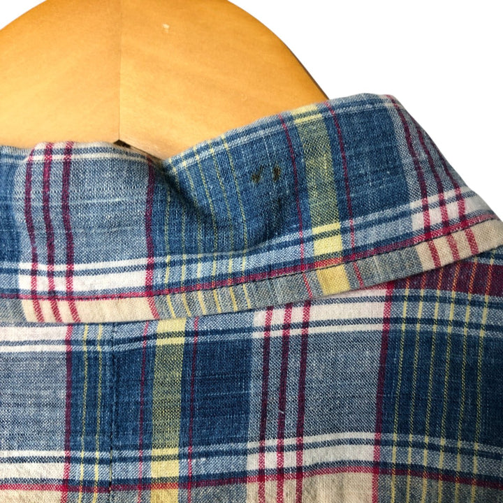 Ralph Lauren BLAKE short sleeve button down check shirt, men's size L cotton blue type Vintage Second Hand