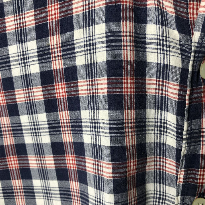 Vintage 90'S Ralph Lauren SPORT short-sleeved button-down checked shirt, size L, men's size L cotton navy blue type Vintage Second Hand