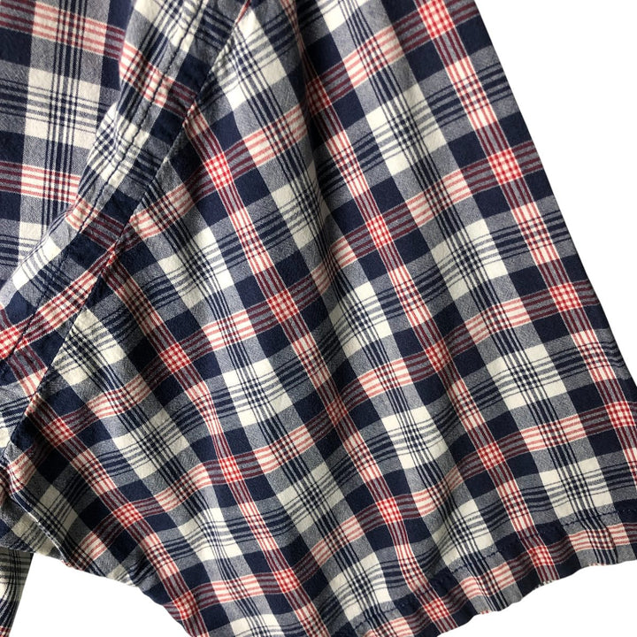 Vintage 90'S Ralph Lauren SPORT short-sleeved button-down checked shirt, size L, men's size L cotton navy blue type Vintage Second Hand