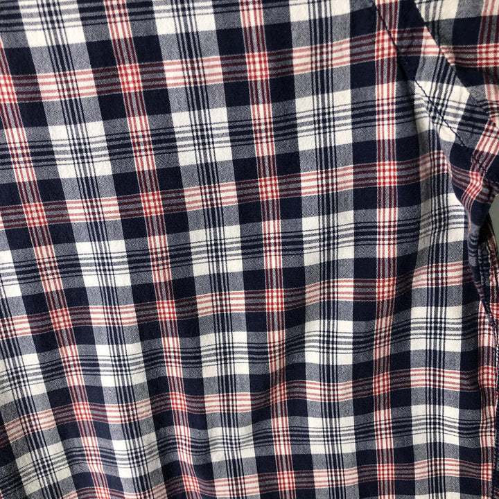 Vintage 90'S Ralph Lauren SPORT short-sleeved button-down checked shirt, size L, men's size L cotton navy blue type Vintage Second Hand