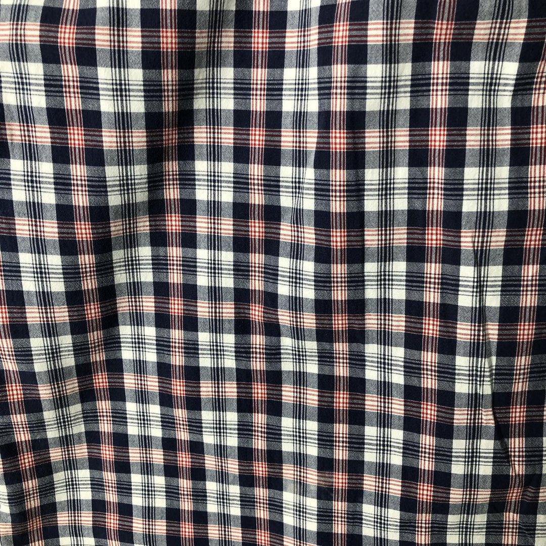 Vintage 90'S Ralph Lauren SPORT short-sleeved button-down checked shirt, size L, men's size L cotton navy blue type Vintage Second Hand