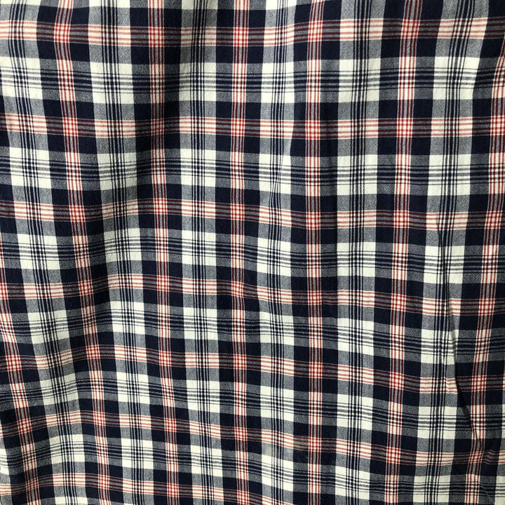 Vintage 90'S Ralph Lauren SPORT short-sleeved button-down checked shirt, size L, men's size L cotton navy blue type Vintage Second Hand
