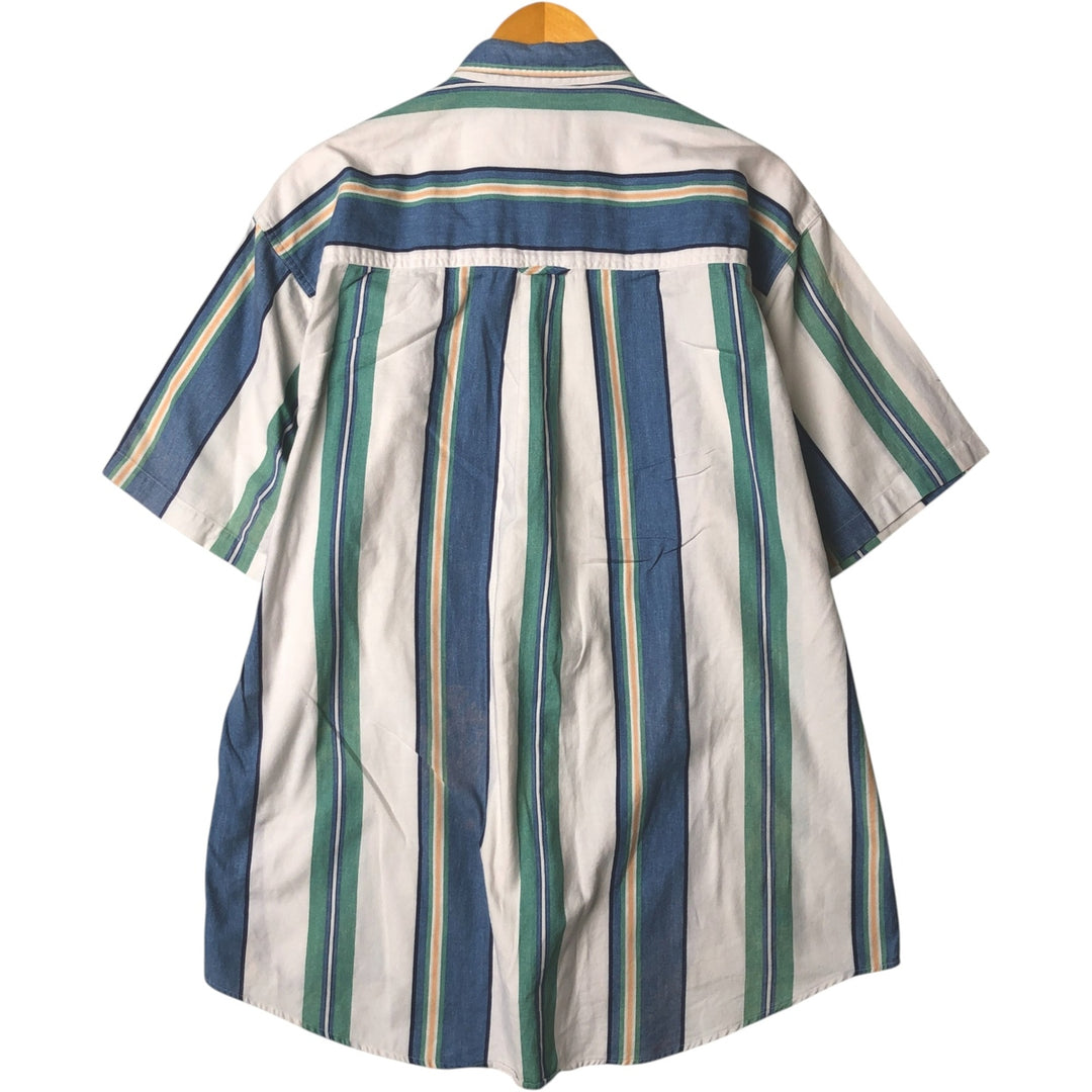 Vintage 1980'S Ralph Lauren multi-stripe short-sleeved button-down chaps, size L, men's. cotton blue type Vintage Second Hand