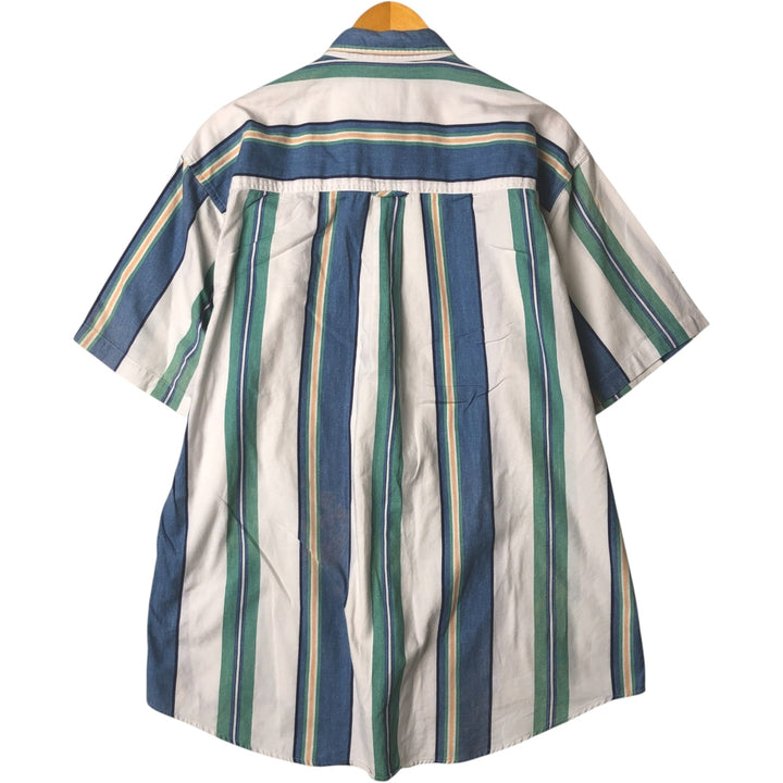 Vintage 1980'S Ralph Lauren multi-stripe short-sleeved button-down chaps, size L, men's. cotton blue type Vintage Second Hand