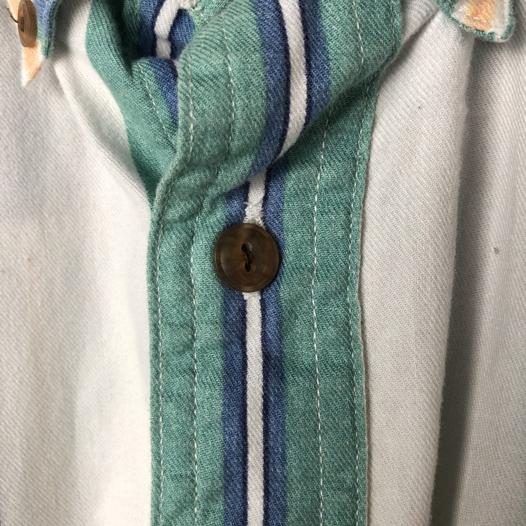 Vintage 1980'S Ralph Lauren multi-stripe short-sleeved button-down chaps, size L, men's. cotton blue type Vintage Second Hand
